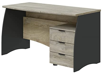 Mondo Viro - Escritorio de madera aglomerada de roble Estil con cajonera de 3 cajones, 136 x 67 cm, 74 h (antracita y roble)