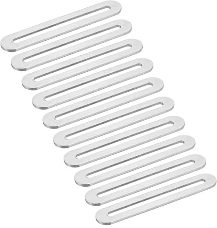 sourcing map Adjustable Flat Mending Plate Support 4.33x0.75 Silver 10Pc | with Slot,Stainless Steel Slotted Straight Brace Brackets for Wooden Furniture