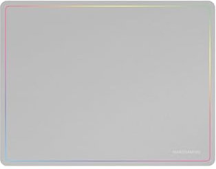 Mars Gaming MMP124, Tappetino Gaming 360x260mm, Bordo Rainbow, Base Antiscivolo in Gomma Naturale, Superficie Nanotextile ad Alta Precisione, Tappetino Flessibile, Bianco