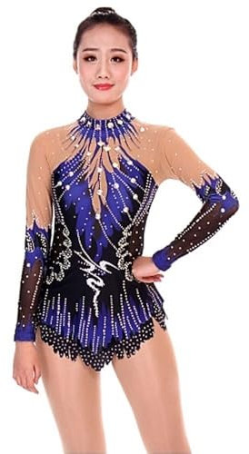 Zagitova Turnanzüge for Rhythmische Sportgymnastik for Mädchen, Langärmelig, Kleidung for Kunstturnen, Glitzernde Trainings Und Leistungskleidung(XXL)