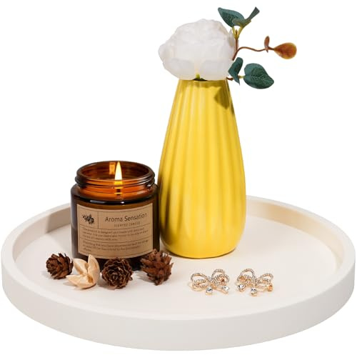 NiHome Bandeja organizadora de silicona gruesa para accesorios de baño, encimera de cocina, decoración de sala de estar, bandeja redonda multiusos resistente a los golpes para velas, perfumes, plantas