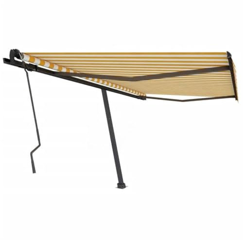 LLEZKBR Furniture select-Freestanding Manual Retractable Awning 450x350 cm Yellow/White