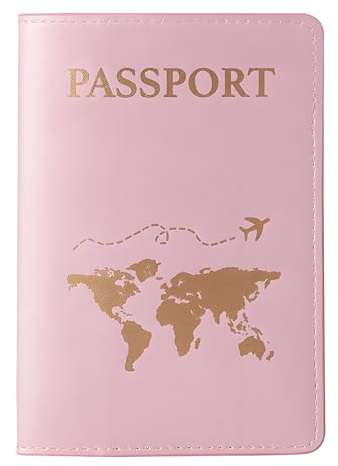 JoyEcho - Funda protectora para pasaporte de viaje o puerta, portapasaporte de piel sintética con función múltiple, funda protectora para pasaporte francés, formato de pasaporte estándar