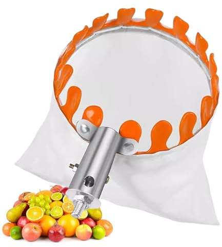 Cueille-fruits avec panier collecteur - En métal léger - Avec sac en tissu - Outil de récolte de fruits portable pour agrumes, poires, pommes et mangues, attrape-fruits pour jardin, verger et ferme