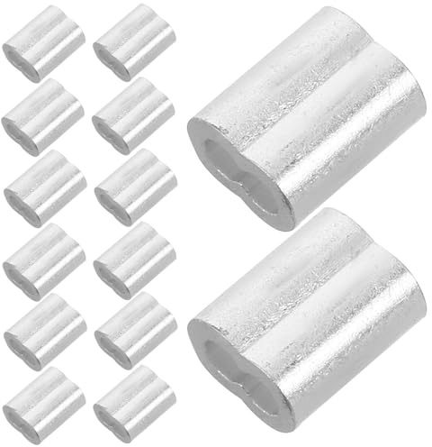 Anneome 100 pezzi Manicotti in Alluminio Doppio Foro per Cavo Fune Clip di Serraggio Resistenti per Cavi d Acciaio Fissaggio Sicuro per Progetti Domestici e Te