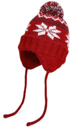 GreatRise Berretto unisex con pompon con paraorecchie, berretto peruviano, invernale, lavorato a maglia, berretto invernale, classico, caldo, per bambini, per ragazze e ragazzi dai 4 ai 10 anni