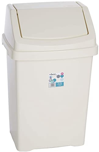 50L Plastic Swing Bin Kitchen Office Waste Rubbish Dustbin - CREAM
