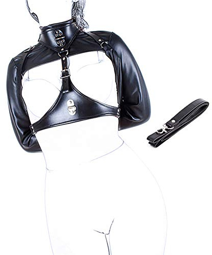 Davidsource Neck Collar Breast Harness Holder High Neck Collar Breast Holder Chest Less Hands Binding Suit BDSM Restraint Costume