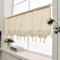 ZHH Tenda da cucina in lino, mantovana per finestra, in pizzo all'uncinetto, con nappa, in cotone naturale, stile rurale europeo, 30 x 150 cm