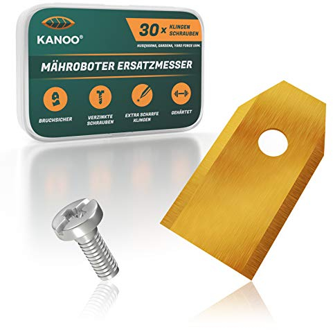 kanoo® Mähroboter Messer - 30x Ersatzmesser für Mähroboter inkl. Schrauben - Kompatibel mit Husqvarna, Gardena, Yard Force, McChulloch, Ferrex, Navimow