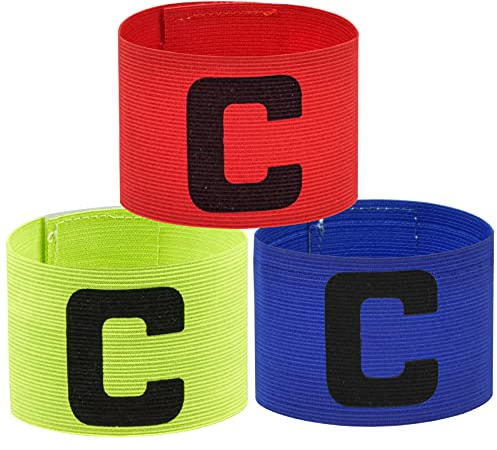 Sport Kapitänsbinde 3 Stuck Captain Armband Verstellbare Größe Kapitän Fußball Gummizug Armband Spielführerbinde Elastic Armbinden für Teenagers und Adulte 3 Farben Geeignet für Viele Sportarten