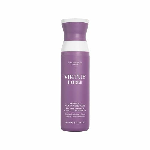 Virtue Flourish Sulfate-Free Shampoo for Thinning Hair | Supports Hair Growth & Volume | Detoxifying Cleanser | Colour Safe | 240 ml