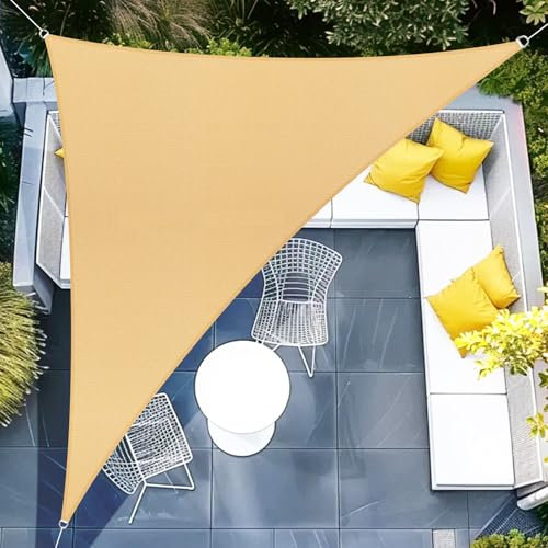 Sunnylaxx 3x3x4,25m Sabbia Tenda a Vela Triangolare Vela Ombreggiante, Impermeabile Vele Parasole Protezione UV per Esterno, Giardino e Terrazza, Piscina