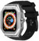 Enze – Coque en acier inoxydable compatible avec Apple Watch Series 7 45 mm 6/5/4 iWatch SE 44 mm pour homme – Coque de protection robuste en métal résistant aux bracelet Acier inoxydable Silicone