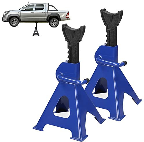Heavy Duty 3 Ton Axle Stands Ratchet Type Cars Caravans Stand Lifting Tool Metal Steel Axle Jack Stand 11.4-17inch Adjustable Height Car Handle Lifter for Car Van Truck Garage Workshop, Set of 2