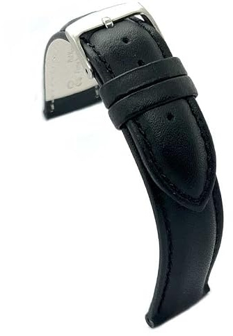 diloy Cinturino orologio pelle liscia cucita bombata 302 Nero 20mm