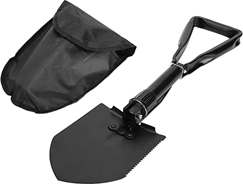 Pala Plegable Multifunción Grande de 47 cm Con Bolsa de Almacenamiento - Para Camping, Cavar, Cortar, Cepillar y Aserrar Madera