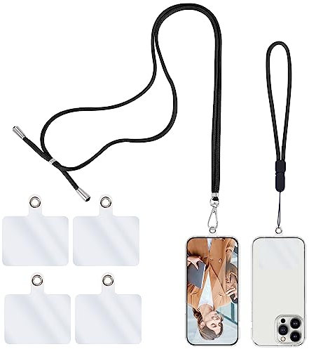 simarro Cordon universel pour téléphone portable, 2 chaînes de téléphone avec 4 sangles de rechange transparentes pour téléphone portable, tour de cou réglable en nylon, pour tous les smartphones,