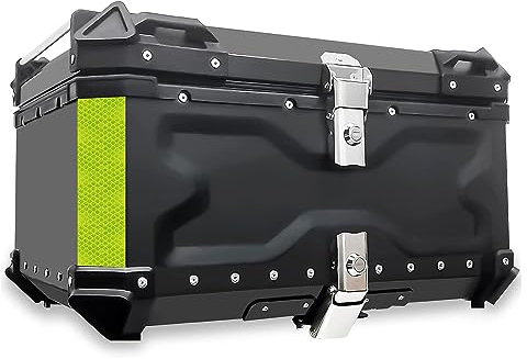 Maletero para Motocicleta, Caja para Moto para Casco Motocicleta, Funda Superior para Motocicleta Impermeable 65L 85L 100L Baúl Trasero De Moto Aluminio con Bloqueo De Seguridad (Color : Negro, Size