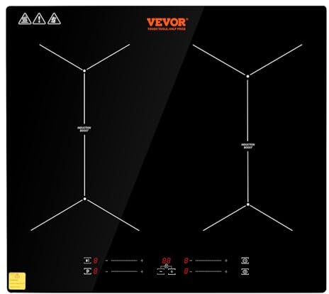VEVOR Induktionskochplatte Induktionskochfeld 6800 W, 4 Platten Induktionskochplatte Touchscreen 9 Heizstufen, Eingebauter Induktionsherd Kochfeld Automatischer Abschaltung & Kindersicherung