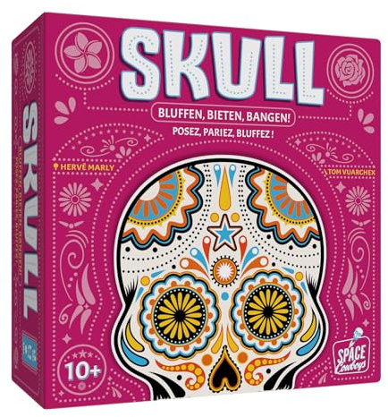 2011671 Skull, Bluffspel för 3-6 spelare, kortspel, festspel för vuxna och barn från 10 år, bluff, tysk utgåva