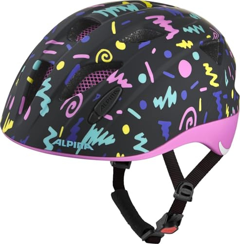 ALPINA XIMO - Leichter, Sicherer & Bruchfester Fahrradhelm Mit LED-Licht Für Kinder, Black-Confetti matt, 47-51 cm