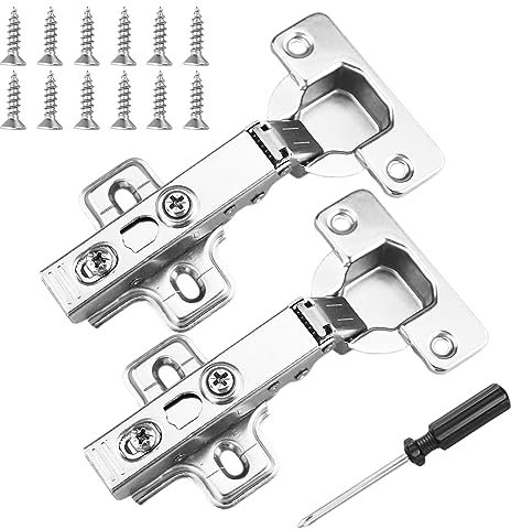 2pcs Soft Close Cabinet Hinge,Cupboard Door Hinges,110 Degree Full Overlay Kitchen Door Hinge,35mm Concealed Kitchen Cabinet Hinges Cabinet Door Plate with Screws