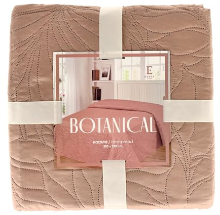 Essex Couvre-lit 200 x 220 cm, idéal pour la Chambre à Coucher, jeté de lit Doux et Confortable, surpiqûre Moderne – Botanique, Beige