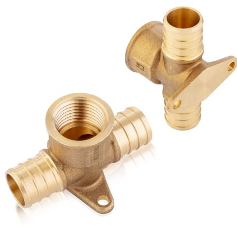 Confezione da 2 raccordi a T a crimpare EFIELD 3/4 Pex x 3/4 femmina NPT a T a crimpare in ottone, ASTM F1807