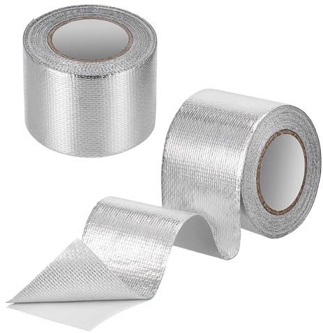 Lot de 2 rouleaux de ruban de protection thermique en film d'aluminium - Réfléchissant la chaleur - Résistant à la chaleur - Autocollant - Réfléchissant la chaleur - En film de barrière thermique - 5