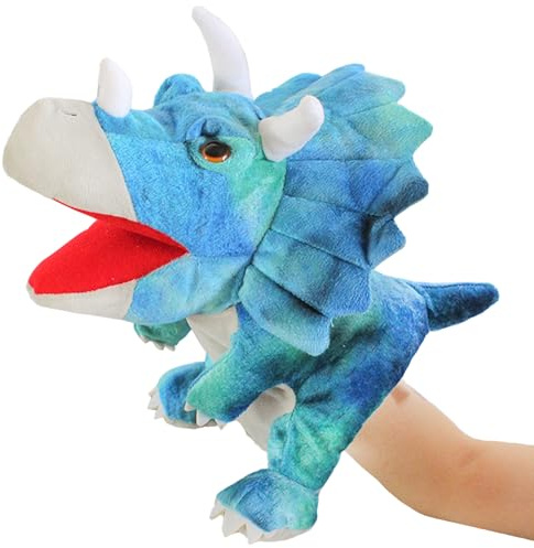 YOUYIKE Marionetas De Mano para NiñOs 30cm Triceratops Marionetas De Manodinosaurios Jurassic World Dinosaurio Peluche Juguetes Interactivos De EducacióN Temprana para NiñOs