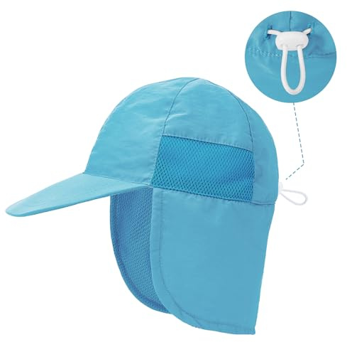 PONCEAU Baby Sonnenhut mit Nackenschutz, UV-Schutz 50+ Kinder Sommermütze, Schnelltrocknender Strandhut Atmungsaktiv, Verstellbarer Mütze für Mädchen & Jungen