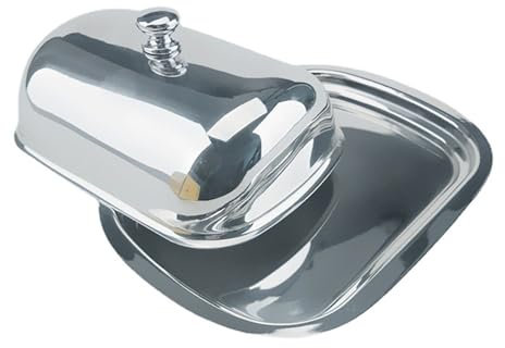Vdaxvme Mantequera de acero inoxidable con tapa, recipiente de almacenamiento de pasteles, pan, frutas, para nevera o pastelería, servicio de desayuno