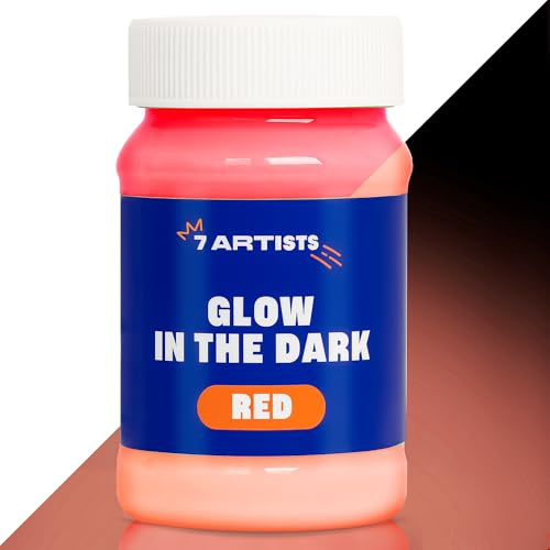 7 Artists Vernice Glow in the Dark Rosso 100 ml – Vernice Fluorescente al Buio Acrilica e UV con Effetto Fosforescente | Pittura Luminescente & Fosforescente per Arte, Hobby e Decorazioni