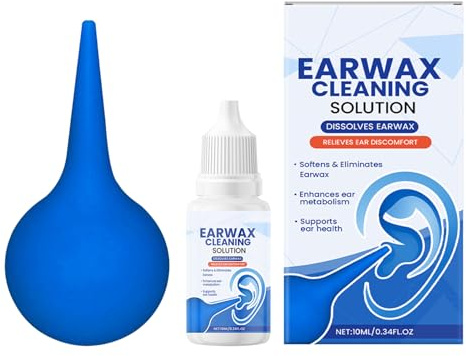 Gotas para los Oídos para Eliminar | Gotas Disolventes de Cerumen con Jeringa de Pera,Ablandador Natural para Tapones de - Uso Diario Ducha Natación Viajes Oficina Hombres