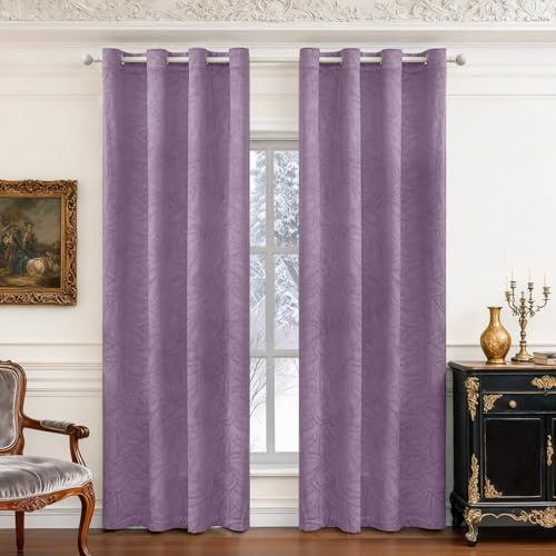Ystyle Cortinas Salon Terciopelo Opacas Blackout 2 Piezas, 140×245 CM, Cortinas Termicas Aislantes Frio y Calor, Cortina con Ojales Modernas Antiruido para Habitacion Comedor, Morado