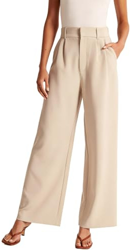 makabaky Pantalon Large Femme Taille Haute Poches Fluide Bureau Travail | Palazzo, Ceinture Élastique, Coupe Ample, Été, Quotidien, Loisirs