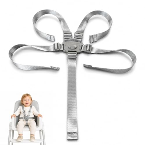 MUNZE 1 Guinzaglio Per Bambini, Cintura Sicurezza 5 Punti Regolabile Per Seggiolone, Passeggino (Argento)