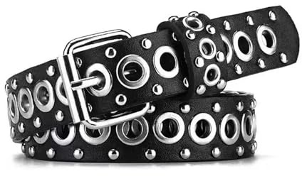 JOVYTH 1 Ceinture À Clous Noire Avec 3 Bracelets Cloutés – Ceinture Y2K Punk En Similicuir, Taille Réglable, Pour Femme Et Homme, Accessoire Gothique Pour Concert, Halloween, Festival