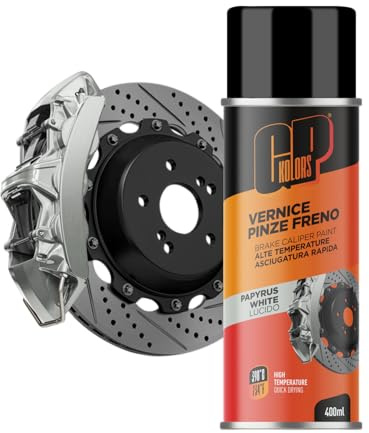 GP KOLORS Vernice Spray per Pinze Freno, Bianco, 400ml, Resistente Alte Temperature Fino a 390°C, Smalto Professionale per Tuning Auto e Moto (Papyrys White, Finitura Lucida)
