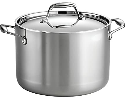 Tramontina Signature Tri-Ply Clad Stainless Steel 8-Quart Stock Pot with Lid, Induction-Ready Pasta Pot, Dishwasher-Safe, NSF-Certified, Made in Brazil