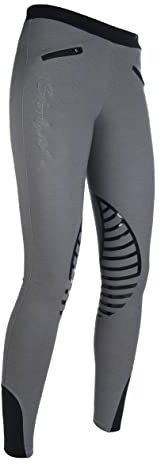 HKM 9228 Reitleggings Starlight, Silikonkniebesatz Mädchen , Hellgrau/Schwarz, 110/116