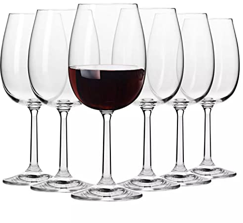 Krosno Verres à vin rouge | Lot de 6 | 350 ml | Verres à vin | Idéal pour la maison, les restaurants et les fêtes | Compatible lave-vaisselle | Cristal sans plomb