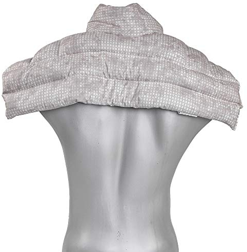 Wärme Nackenkissen: Traubenkernkissen Schulter & Nackenkissen mit Kragen. Nackenwärmer Körnerkissen Wärmekissen (shabby-chic grau-beige, Traubenkerne)