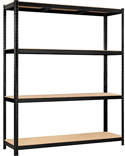 Yaheetech Étagères de Rangement 150 x 45 x 180 cm Charge Lourde Max 1024 kg Clipsable Résistant Étagères de Rangement Garage Cuisine Chambre Noir