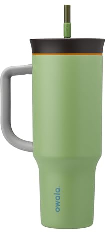 Owala Edelstahl Tumbler Thermobecher, 1.18 L – Isolierter Thermobecher mit Verschüttungssicherer Deckel, Strohhalm und Tragegriff, optimal fürs Auto und Reisen, Brave Adventure