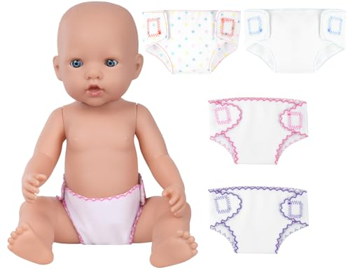 Aolso Puppenzubehör Windel, 4 Stück Puppenzubehör Windel-Babypuppenwindeln, Windeln für Baby Puppen, Babypuppenwindel-Set, wiederverwendbar für mehrere Zwecke (lila/rot/blau/orange)