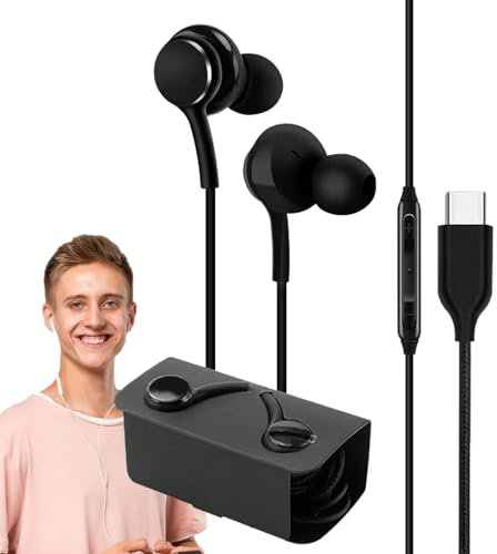 Generic Auriculares con Cable Digital Tipo C Manos Libres con Bajos Surround Auriculares de Sonido Estéreo Hi-Fi Cancelación de Ruido Auriculares para Teléfono Móvil PC Portátil 1.2m