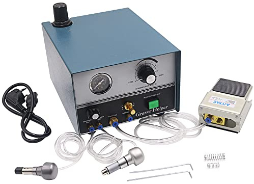 Graveur pneumatique à double tête pour bijoux - 220 V 60 Hz - 100-4000 tr/min - Graveur pneumatique - Micro engraeur pour bijoux et fer forgé