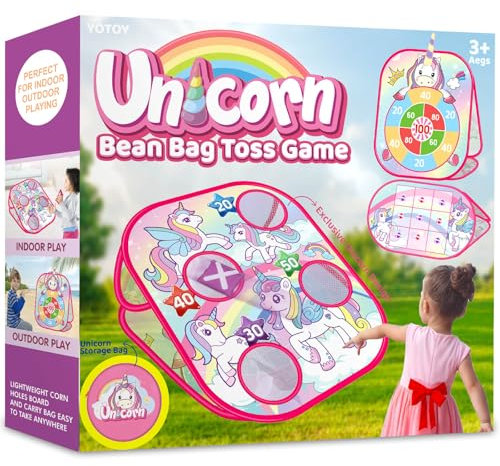 YOTOY Juego de lanzamiento de puf para niños, juguetes al aire libre de 3 a 8 años: juegos de fiesta de unicornio, actividades en el patio trasero, juguetes al aire libre para niños pequeños, regalo